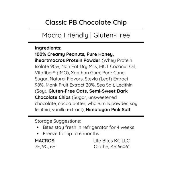 Classic Peanut Butter Chocolate Chip - Large Batch (18 Bites)