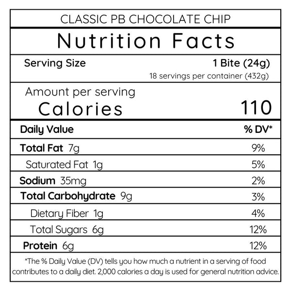 Classic Peanut Butter Chocolate Chip - Large Batch (18 Bites)
