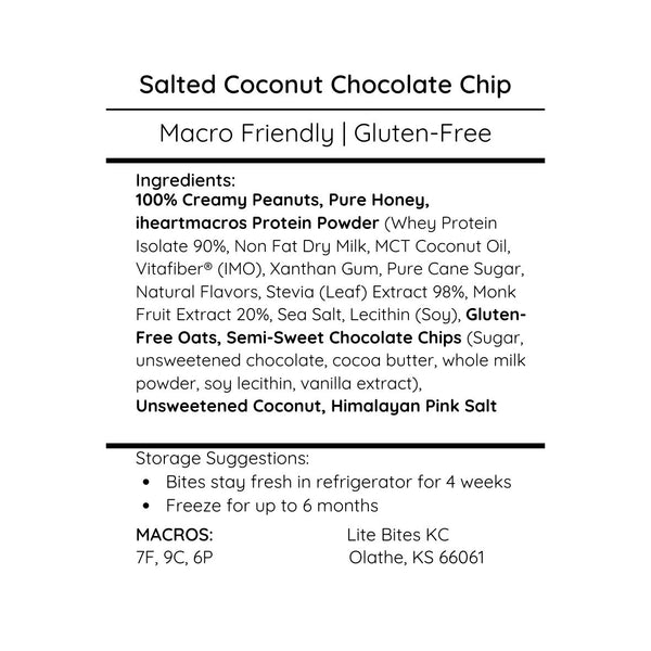 Salted Coconut Chocolate Chip - Large Batch (18 Bites)