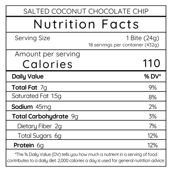 Salted Coconut Chocolate Chip - Large Batch (18 Bites)