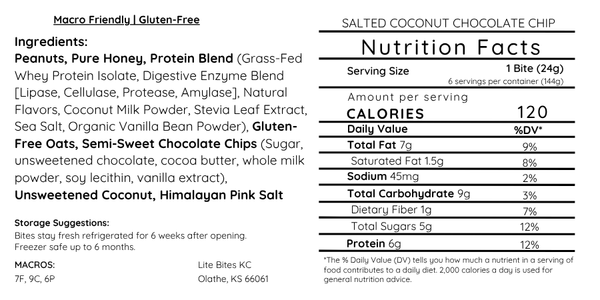 Salted Coconut Chocolate Chip- Small Batch (6 bites)
