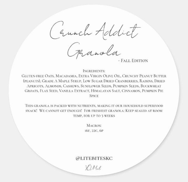 Ingredients list for crunch addict granola healthy clean ingredients