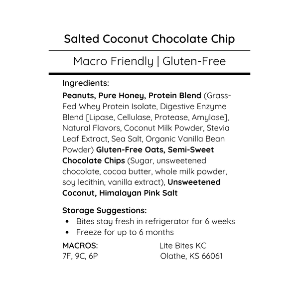 Salted Coconut Chocolate Chip - Large Batch (18 Bites)