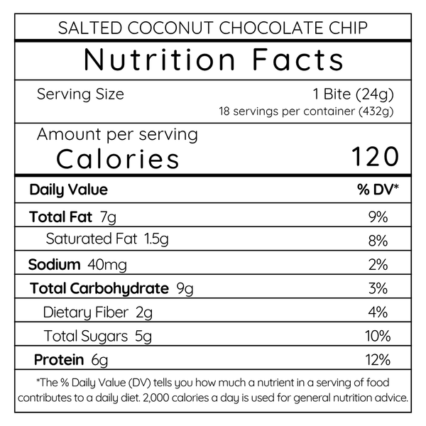 Salted Coconut Chocolate Chip - Large Batch (18 Bites)